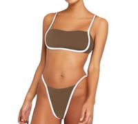 Bikini Vita Alta Perizoma Contenitivo Pezzi Lusso Pagamento Mastectomia Anti Non Argento Preformata Laterale Media Frange Anime Carne Cambiano Anallergici Post Azzurri Frou