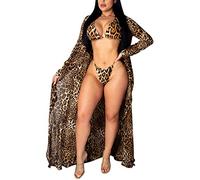 Bikinis Set Donna Estivi Moda Tankini Bikini Cover Up Set di 3 Pezzi Stampato Giovane Tempo Libero Bikini Cardigan Manica Lunga Spiaggia Vintage Costumi