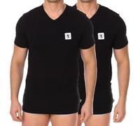 Bikkembergs BI Pack, T-Shirt Intima da Uomo, Collo a V, in Cotone Stretch L