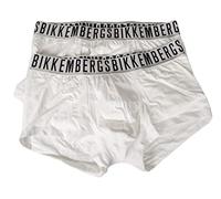 Bikkembergs Boxer Uomo Confezione 2 Boxer Cotone elesticizzato Elastico a Vista Underwear Articolo BKK1UTR01BI BI Pack Trunk, White, XL