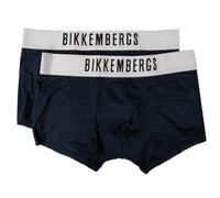 Bikkembergs Boxer Uomo Confezione 2 Boxer Cotone elesticizzato Elastico a Vista Underwear Articolo BKK1UTR10BI bi-Pack Trunks, Navy, L