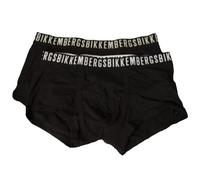 Bikkembergs Boxer Uomo Confezione 2 Boxer Cotone elesticizzato Elastico a Vista Underwear Articolo BKK1UTR02BI BI Pack Trunk, Black, S