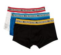 Bikkembergs Boxer Uomo Confezione 3 Pezzi Elastico a Vista Parigamba Cotone Elasticizzato Articolo BKK1UTR08TR, Assorted Color Black/Blue/White, S