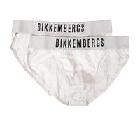 Bikkembergs Slip Uomo Confezione 2 Capi Elastico a Vista Cotone Elasticizzato Underwear Articolo BKK1USC10BI bi-Pack Briefs, White, M