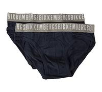 Bikkembergs Slip Uomo Confezione 2 Pezzi Elastico a Vista Cotone Elasticizzato Underwear Articolo BKK1USP02BI Bipack Briefs, Navy, S