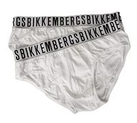 Bikkembergs Slip Uomo Confezione 2 Pezzi Elastico a Vista Cotone Elasticizzato Underwear Articolo BKK1USP01BI Bipack Briefs, White, XXL