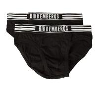 Bikkembergs Slip Uomo Confezione 2 Pezzi Elastico a Vista Cotone Elasticizzato Underwear Articolo BKK1USP07BI Bipack Briefs, Black, M