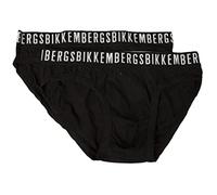 Bikkembergs Slip Uomo Confezione 2 Pezzi Elastico a Vista Cotone Elasticizzato Underwear Articolo BKK1USP02BI Bipack Briefs, Black, S
