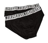 Bikkembergs Slip Uomo Confezione 2 Pezzi Elastico a Vista Cotone Elasticizzato Underwear Articolo BKK1USP01BI Bipack Briefs, Black, M