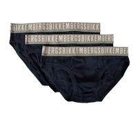 Bikkembergs Slip Uomo Confezione 3 Pezzi Mutande Elastico a Vista Cotone Elasticizzato Underwear Articolo BKK1USP02TR Tri-Pack, Navy, L