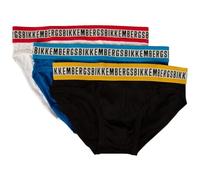 Bikkembergs Slip Uomo Confezione 3 Pezzi Mutande Elastico a Vista Cotone Elasticizzato Underwear Articolo BKK1USP08TR Tri-Pack, Assorted Color Black/Blue/White, L
