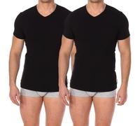 Bikkembergs T-Shirt Uomo Confezione 2 Magliette Manica Corta Scollo v Cotone Elasticizzato Bipack Articolo BKK1UTS02BI Bipack, Black, XL