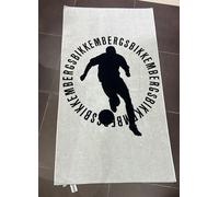 BIKKEMBERGS TELO MARE IN SPUGNA TINTA UNITA BIANCO/NERO CON MAXI LOGO BK2