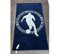 BIKKEMBERGS TELO MARE IN SPUGNA TINTA UNITA BLU CON MAXI LOGO BIANCO BK1