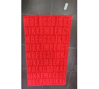 BIKKEMBERGS TELO MARE IN SPUGNA TINTA UNITA CON LOGO ROSSO BK4
