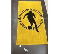 BIKKEMBERGS TELO MARE IN SPUGNA TINTA UNITA GIALLO/NERO CON MAXI LOGO BK3