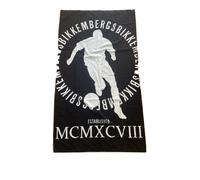 BIKKEMBERGS TELO MARE IN SPUGNA TINTA UNITA NERO CON MAXI LOGO BIANCO
