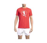 Bikkembergs, ,Tops ,Uomo ,Rosso ,XL T-shirt in cotone rosso con stampa frontale