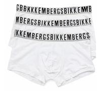 BIKKEMBERGS UNDERWEAR 3 Boxer Uomo Elastico Esterno BKK001T (IT, Testo, L, Regular, Regular, Standard, Bianco)