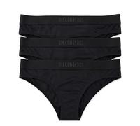BIKKEMBERGS UNDERWEAR 3 Slip Brasiliana Donna in Microfibra BKK1UWBT08 (IT, Testo, L, Regular, Regular, Standard, Nero)