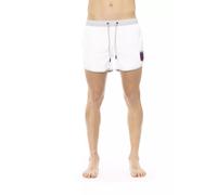 Bikkembergs White Polyester Men Swim Short - M