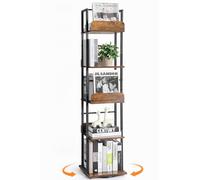 Bikoney Libreria Girevole a 5 Ripiani, Scaffale Angolare a Colonna Libreria Alta e Stretta in Stile Industriale Scaffale da Pavimento in Metallo per Soggiorno Ufficio e Spazi Ridotti Nero