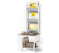Bikoney Mobile per Giradischi Bianco, Supporto a 3 Livelli per 200 Album e Dischi LP, Tavolino Lato Divano con Fissaggio a Parete per Massima Stabilità, Stile Moderno