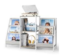 Bikoney Porta Vinili Con Giradischi Vinili, Mobile Giradischi Con Giradischi Vinili Vintage Può Ospitare 280 Album, Porta Dischi Vinile Per Giradischi Vinile,Stereo e Giradischi (Bianco)