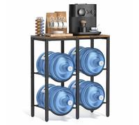 Bikoney Portabottiglie Acqua 19L, Supporto 3 Ripiani con Mensola in Legno, Porta Taniche 4 Posti per Bottiglioni 5 Galloni, Scaffale Dispenser Acqua per Casa, Ufficio, Garage