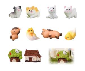 BIKPRST 10 Pezzi Miniature Casa delle Bambole Piccola, Set Decorazioni Foresta con Coniglietti, Funghetti e Lumache, Micro Paesaggio Carino per Scenari Desktop, Terrari e Decorazioni Giardino