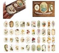 BIKPRST 40 Adesivi Floreali per Scrapbooking,Splendida scatola di carta per conservare oggetti, Adesivi Floreali per Scrapbooking Fiori Adesivi Decorativi Vintage, Adesivi Fiori Naturali Impermeabili