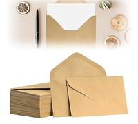 BIKPRST 50 Buste Per Lettere, Formato Din B6, Senza Finestra, Carta Kraft, Vintage, Con Incollaggio A Umido, Per Biglietti Di Auguri Di Nozze, Inviti