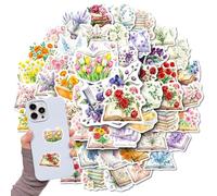 BIKPRST 56 Adesivi Floreali per Scrapbooking, Adesivi Floreali per Scrapbooking Fiori Adesivi Decorativi Vintage, Adesivi Fiori Naturali Impermeabili, Adesivi per Diari e Agende