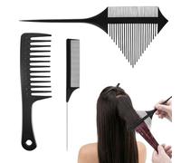 BIKPRST Pettine per mèches, pettine da salone in fibra di carbonio con punta affusolata antistatica, protegge i capelli senza danneggiarli, struttura con punte in acciaio, pettine per mèches