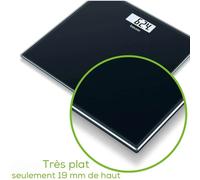 Beurer GS 10 Bilancia Pesapersone in Vetro, Nero - 1500 g con display LCD, indicatore di sovraccarico, spegnimento automatico, design nero piatto ed elegante in vetro