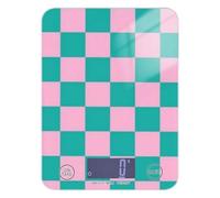 Bilancia bariatrica per alimenti a scacchiera rosa verde per dieta 5 kg/5 g, piccola bilancia da cucina con 4 unità per arrostire cheto dimagrante (batterie non incluse)