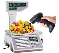 Bilancia Cucina Digitale per calcolo dei prezzi, elettronica, codice a barre, pesatura commerciale, stampa, 30 kg, registratore di cassa commerciale con schermo bifacciale e stampante termic
