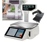 Bilancia Cucina Digitale per calcolo dei prezzi, registratore di cassa elettronico per frutta e supermercato commerciale con stampante per etichette, piattaforma di conteggio dei pesi per ga