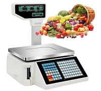 Bilancia Cucina Digitale per calcolo del prezzo, elettronica commerciale con stampante termica per etichette, peso con display a palo, per negozi di alimentari al dettaglio, supermercati, A-