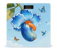 Bilancia da bagno a forma di fiore di anacardio blu con accensione e spegnimento automatico, display LCD retroilluminato, bilancia digitale quadrata con angoli arrotondati, bilancia da bagno per la