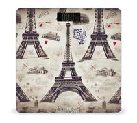 Bilancia da bagno con torre Eiffel francese di Parigi, con accensione e spegnimento automatico, display LCD retroilluminato, bilancia digitale quadrata con angoli arrotondati, bilancia da bagno per la