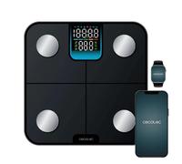 Cecotec Bilancia da bagno intelligente con App Surface Precision HealthySmart. Bluetooth e 25 parametri, dimensioni 28 x 28 cm, schermo LCD, capacità massima 180 kg, funzionamento a batteria