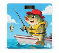 Bilancia da bagno per la pesca del pesce basso, con accensione e spegnimento automatico, display LCD retroilluminato, bilancia digitale quadrata con angoli arrotondati, bilancia da bagno per la casa e