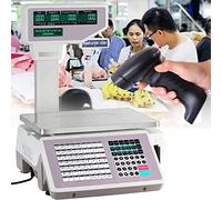 Bilancia Da Banco Prezzatrice Bilancia contapezzi digitale con display, tavolo di pesatura digitale, stampa etichette, calcolo prezzi con LCD bifacciale, 30 kg/60 libbre, elettronica, codice