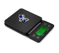 Bilancia da caffè digitale con timer, bilancia da cucina multifunzionale da 5x 5 con controllo a pulsante, bilancia da forno portatile con schermo LCD per la cucina di casa (Black)