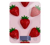 Bilancia da cucina da viaggio con display LCD a fragola rossa, 5 kg/5 g, con 4 unità per cucinare e perdere peso (batterie non incluse)