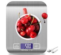 Bilancia da Cucina Digitale 10 kg/1 g - Ricaricabile USB Con Display LCD e Funzione Tara - Professionale Multifunzione Con Cavo