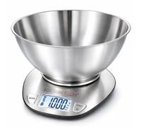 Bilancia da Cucina Digitale 5kg Acciaio Inossidabile con Ciotola Rimovibile Alta