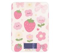 Bilancia da cucina digitale con fiori di fragola rosa per caffè espresso da 5 kg/5 g, peso digitale con 4 unità per preparare i pasti e arrostire per perdere peso (batterie non incluse)