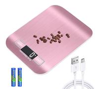 Bilancia da cucina digitale da 10 kg/1 g, ricaricabile tramite USB, con display LCD e funzione tara, con cavo di ricarica della batteria, colore: oro rosa